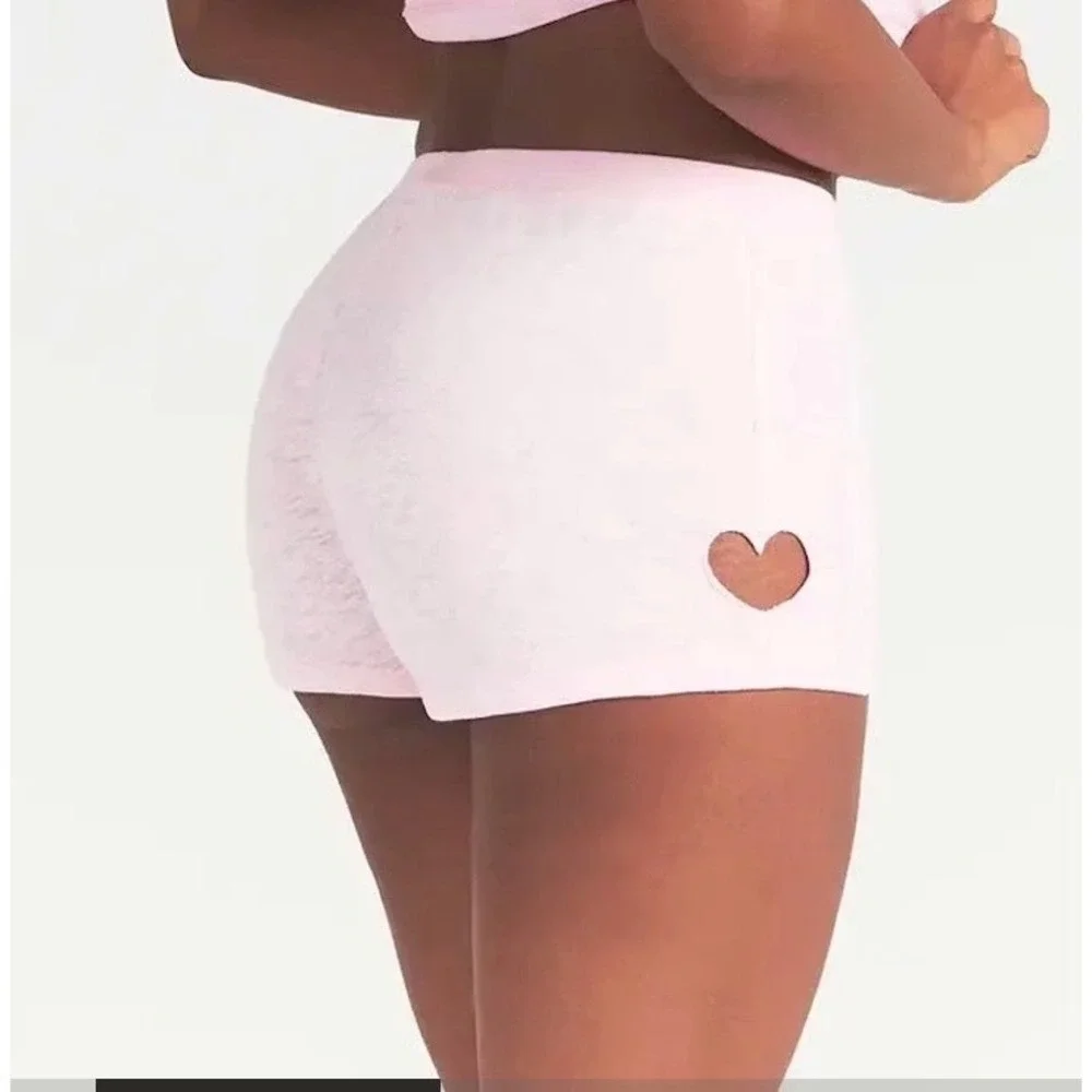 SKIMS Worn In Jersey Heart Micro Short Baby Pink BT-SHO-11133W Womens Size M NEW - Picture 1 of 9